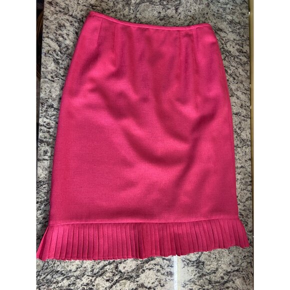 Le Suit Pink Suit Set 12 Pleated Hem Jacket Floral Scarf Elegant Career READ - Picture 11 of 14